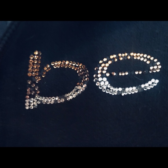 Bebe black zip up  sweater with rhinestones - Picture 4 of 6